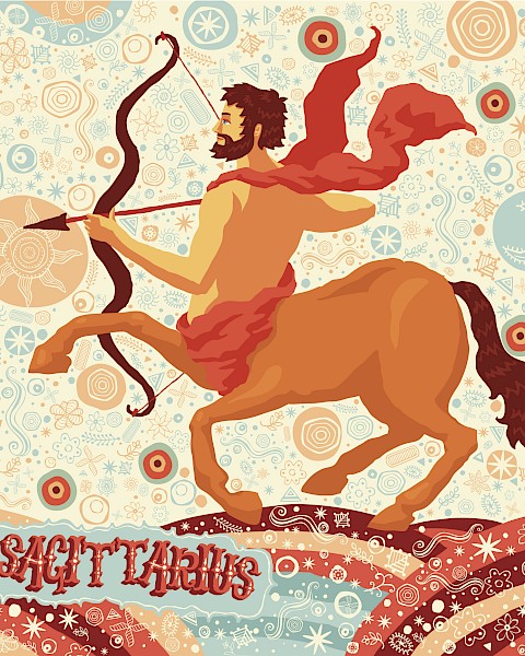 Sagittarius graphic illustration.