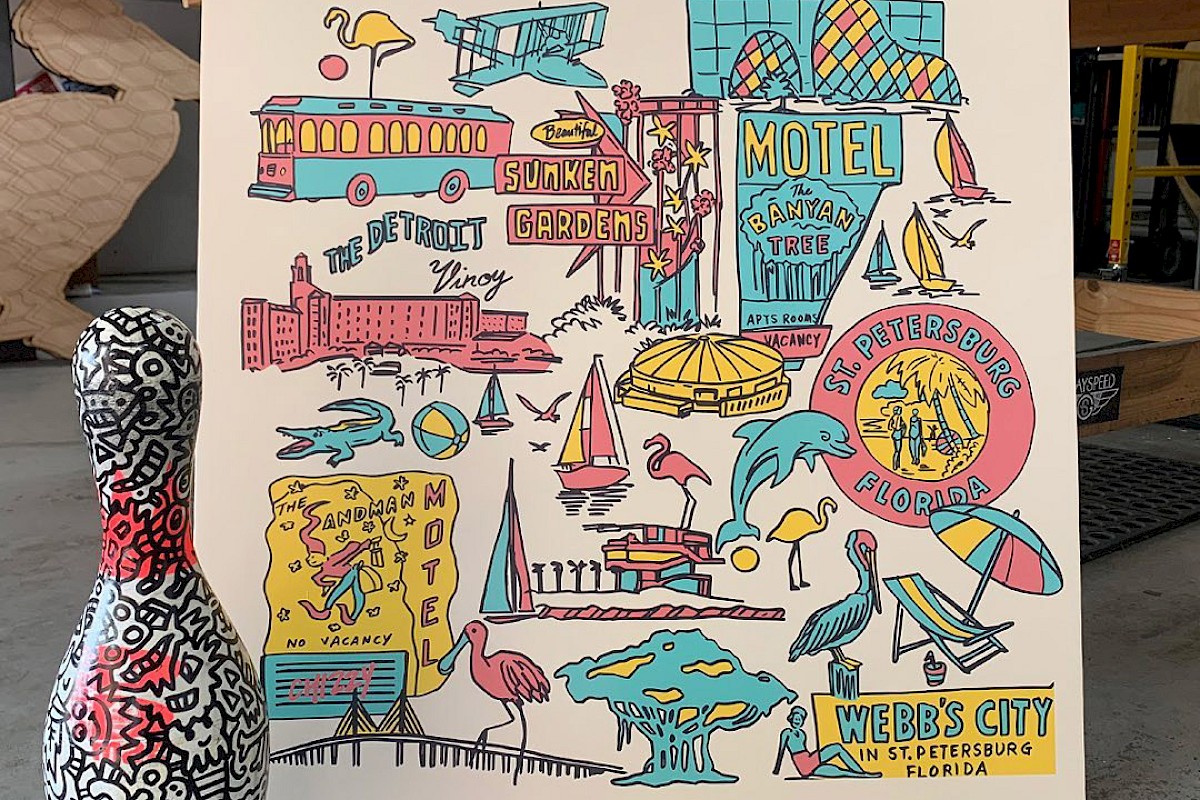 Chad Mize painting in his studio.